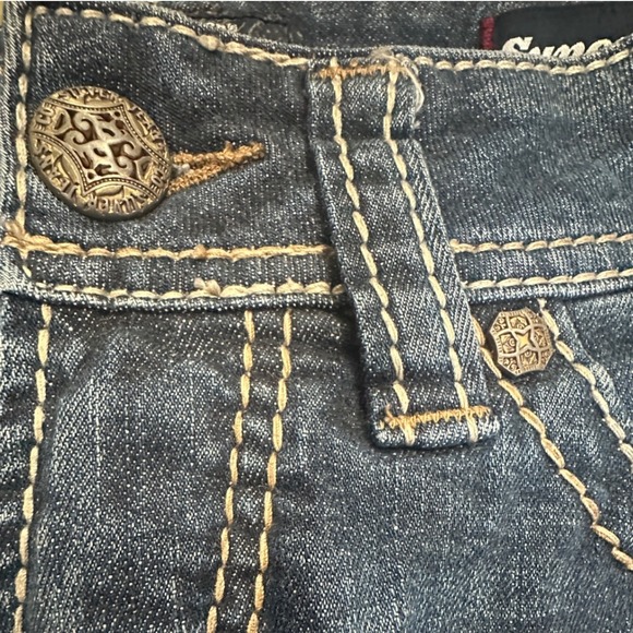 Silver Jeans Y2K SUKI Mid Boot Jeans Women W26 L33 Embellished Pockets Distress - Picture 8 of 9